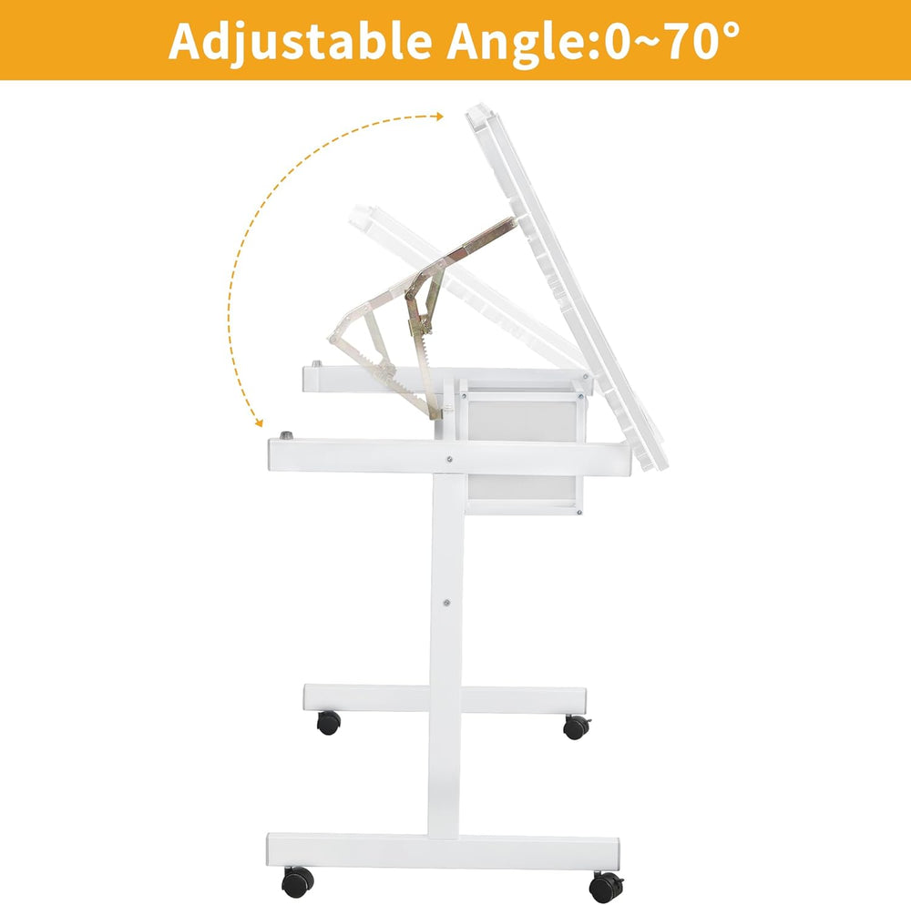 Rolling Drafting Table on Wheels, Painting Table Art Craft Desk Crafting Tabl...