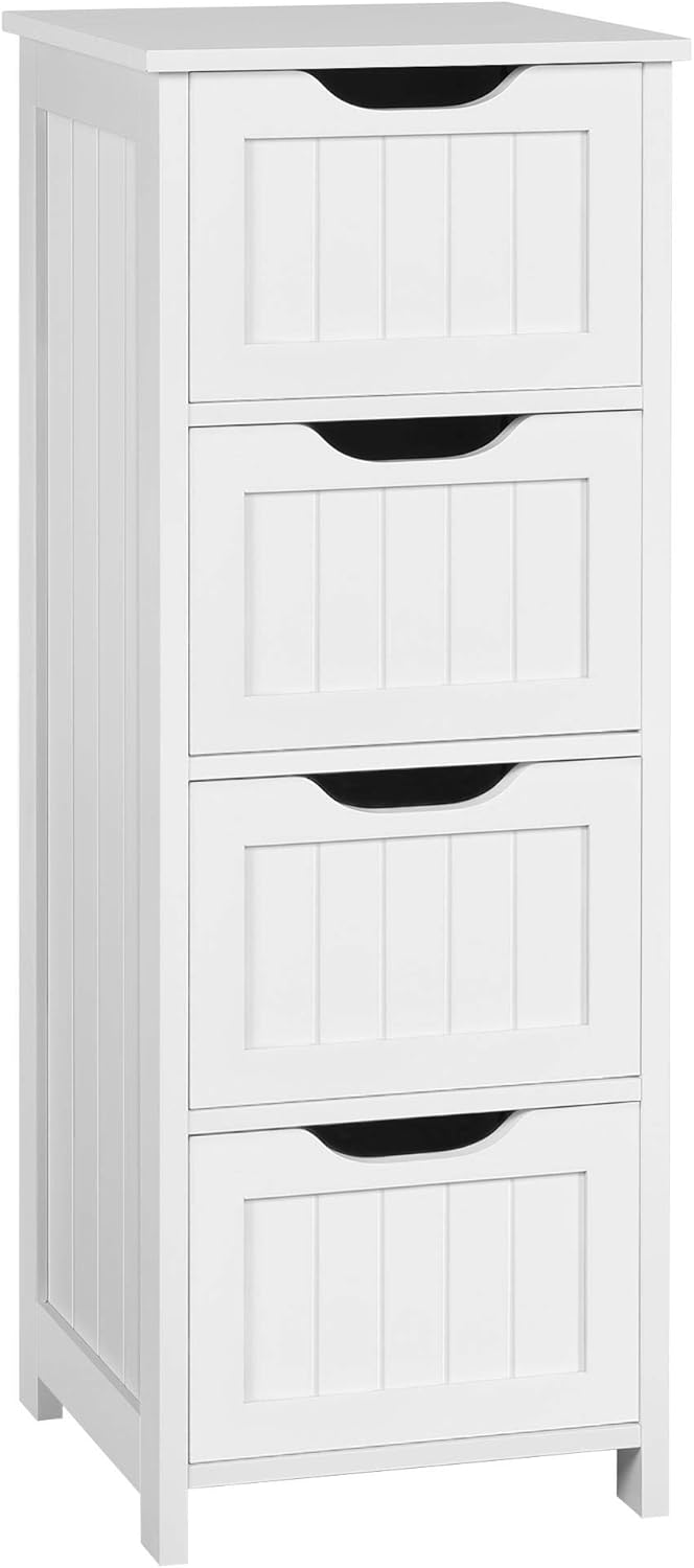 Yaheetech Bathroom Storage Cabinet, 12" W Slim 4-Drawer Design, White | ...