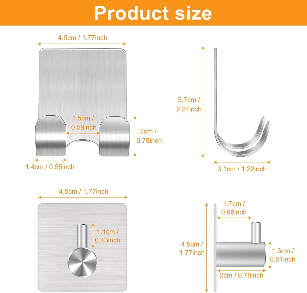 CGBE 4 Packs Shower Hooks for Inside Shower, Self Adhesive Shaver Holder Hanger Hook for Bathroom Damage Free Wall Hooks for Razor Loofah Sponge