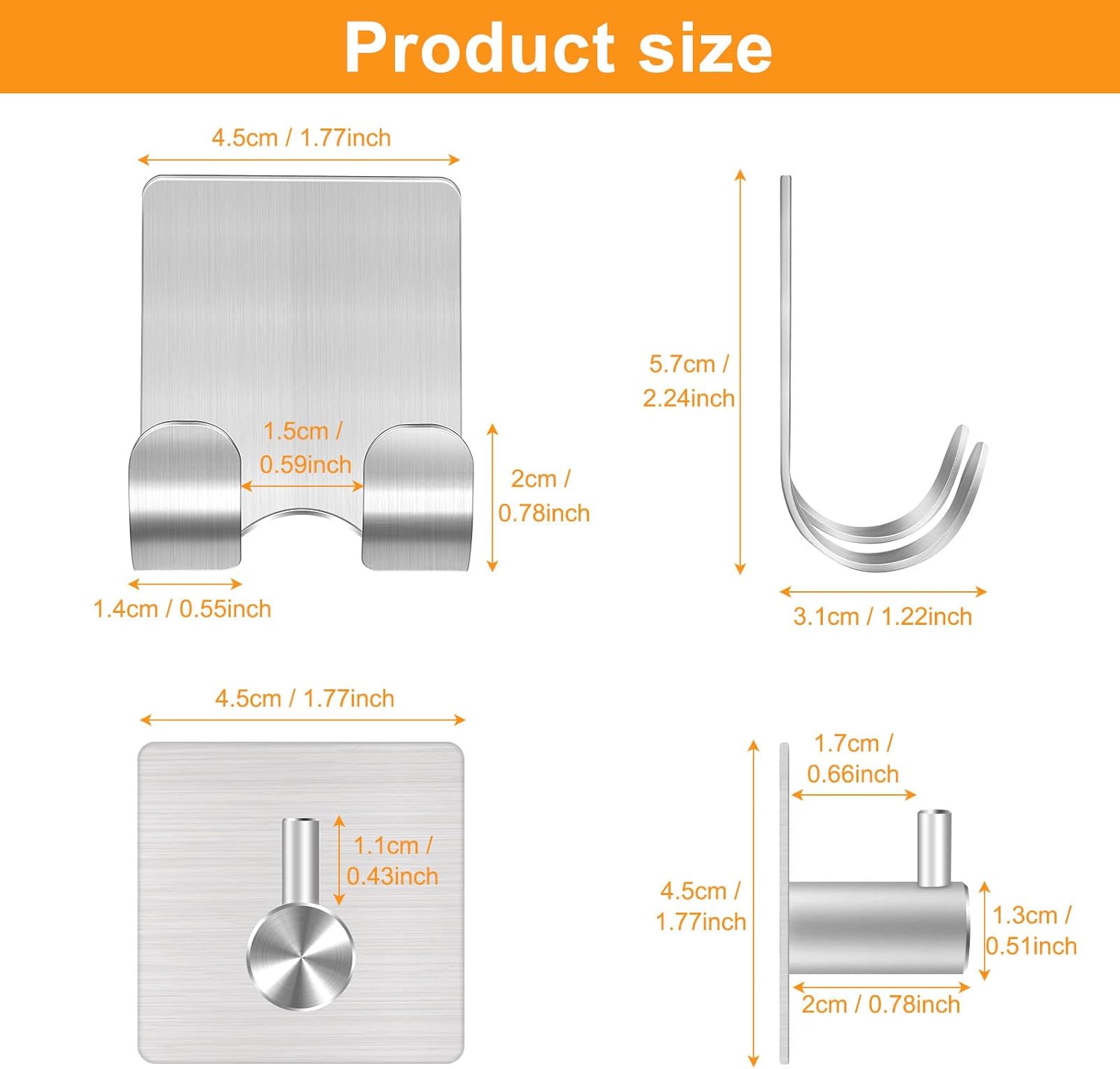 CGBE Razor Holder for Shower - 4 Packs Holder and Hooks, Self Adhesive Shaver Holder Hanger for Bathroom, Damage Free Wall Hooks for Razor Shaver Loofah Sponge
