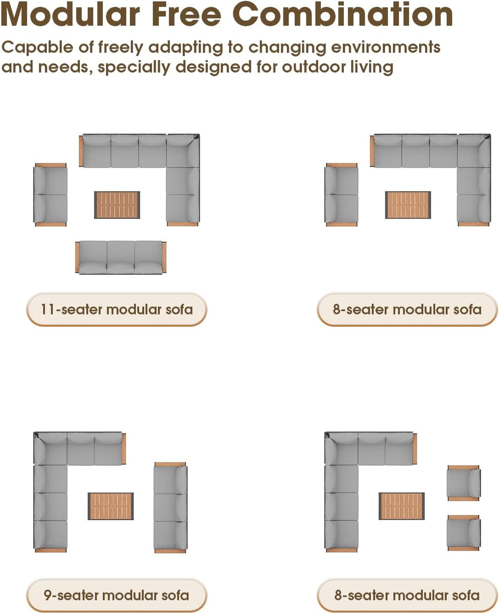 Aluminum Outdoor Patio Furniture Set 8 Seats, Outdoor Sectional Corner Sofa, ...