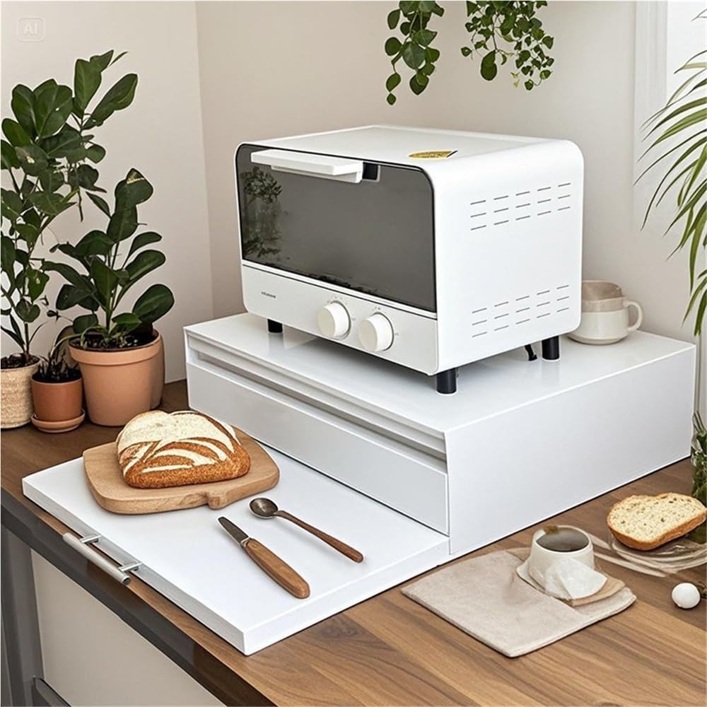 3-Tier Microwave nd with Der & Pull-Out Shelf Carbon Steel Kitchen nizer ...