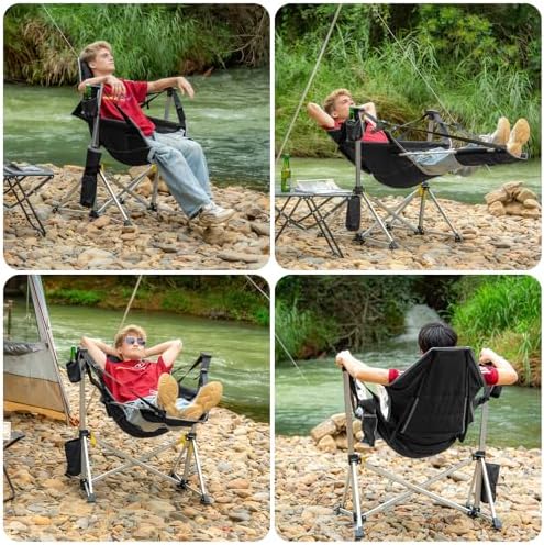 Romswi 2-Pack Aluminum Hammock Chair with Footrest, Oversized Portable Foldin...
