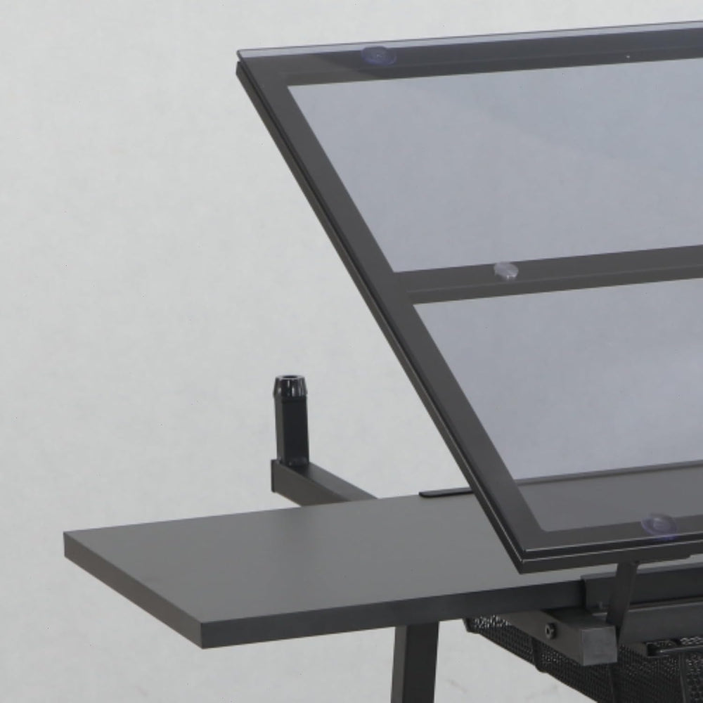 Tempered Glass Drafting Table, 0-75° Tilt & Height Adjustable Drafting De...