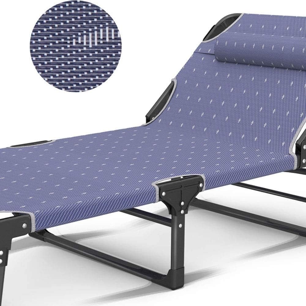 Outdoor Garden Lounge Chair Single Sunbed Household Siesta Deck Chair Office Nap Bed Portable Camp Bed(C)