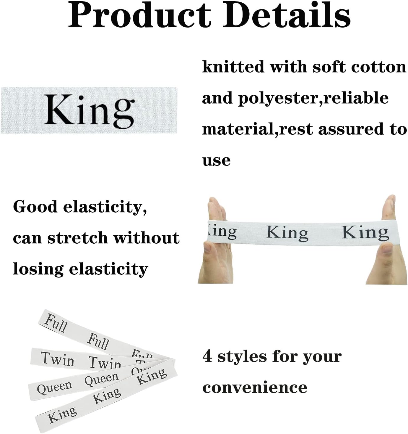 2-Piece Bed Sheet Organizer Bands - Sheet Keepers Linen Labels for Bedding, Closet Storage (King)