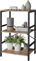 Whitmor 3 Tier Bookshelf - Small Book Shelf Industrial Bookcase, Metal Book Case Book Storage Organizer for CD/Movie/Book, Bookshelves for Bedroom Office Living Room Berry Brown