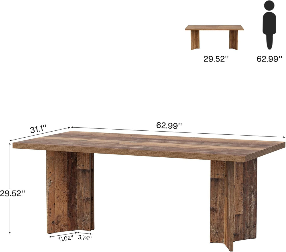 Tribesigns 63-inch Dining Table for 4-6, Farmhouse Kitchen Table with Large T...