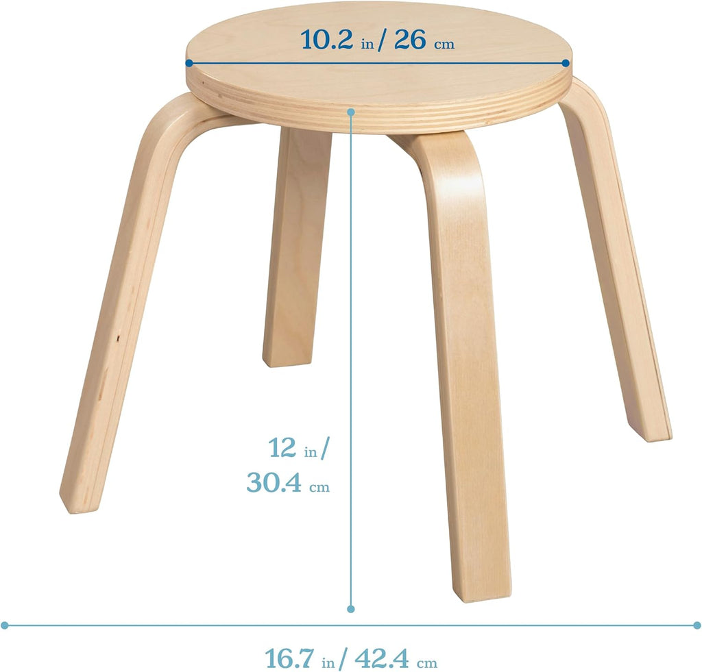 ECR4Kids Bentwood Stackable Stools, 12in Seat Height, Classroom Furniture, Natural, 6-Piece