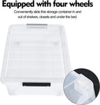 40 L Under Bed Plastic Storage Bins with Lids, Clear Underbed Storage Bin, 3 Pack