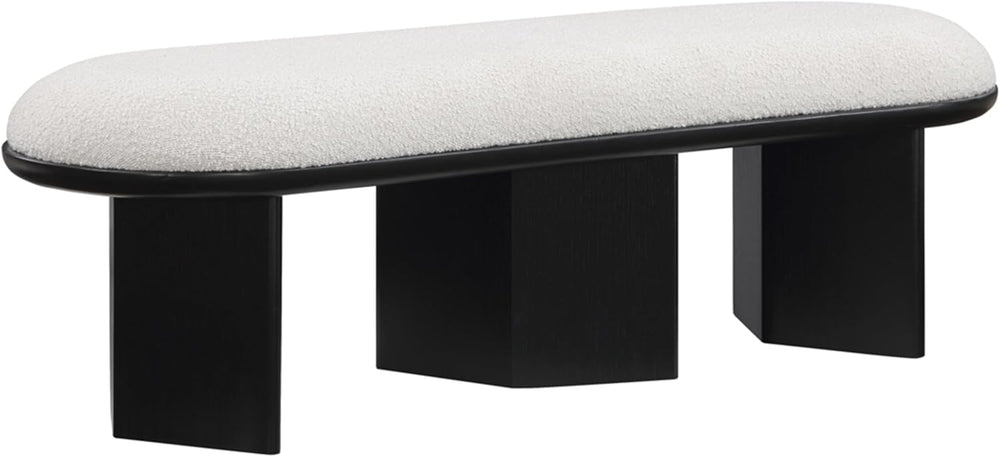 Meridian Furniture 22005Cream Wilshire Collection Art Deco Bench with Luxurio...