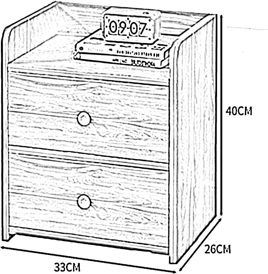 Bedside Table, Bedside Table Household Storage Cabinet 2 Drawers Guardrail De...