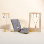 GemeShou Grey Necklace display stand, Velvet Jewelry necklace display holder for selling, small metal earring neck storage organizer, online jewelry photography props【Grey】