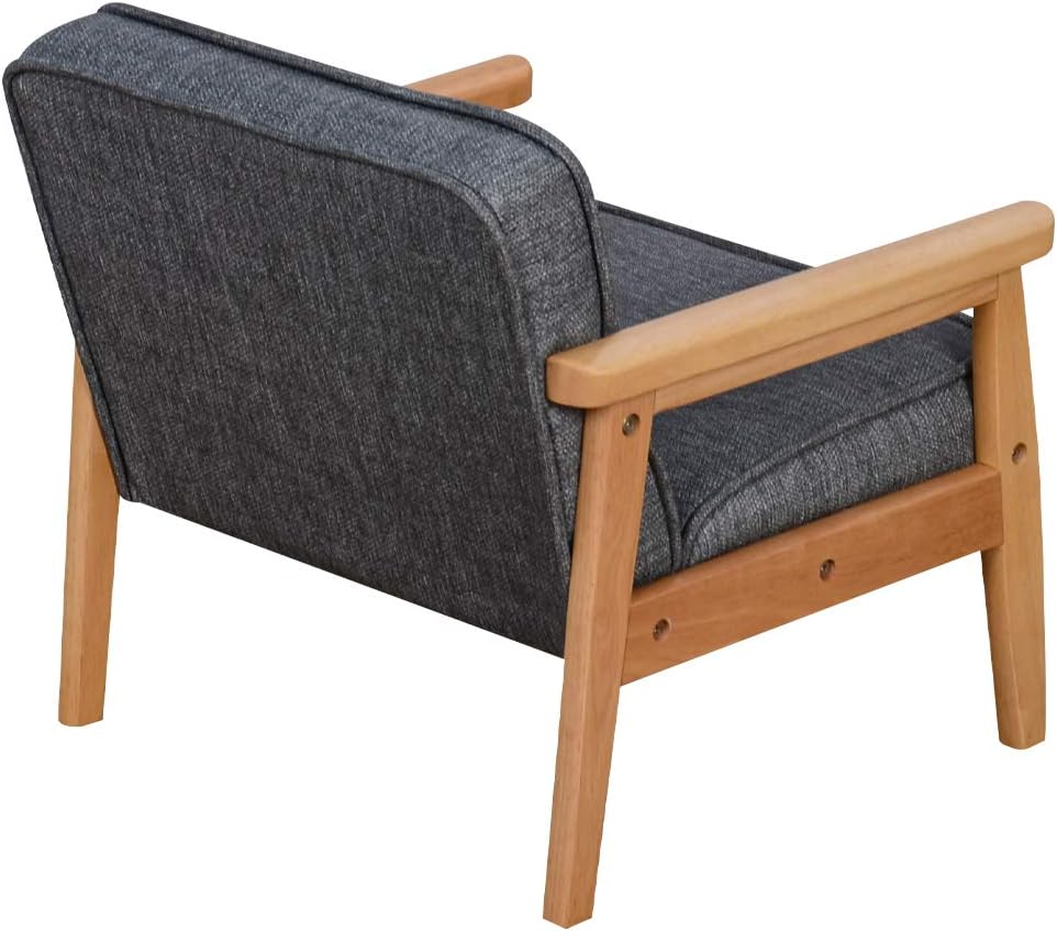 Kid Chair Sofa,Upholstered Armrest Chair with Solid Wood Structure and Linen Fabric for Kids Gift ( Dark Grey, Light Grey) ( Dark Grey)