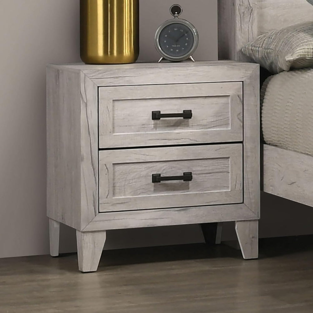 Bedside Table White Wash Finish Striking Elegant 1pc Nightstand Contemporary ...