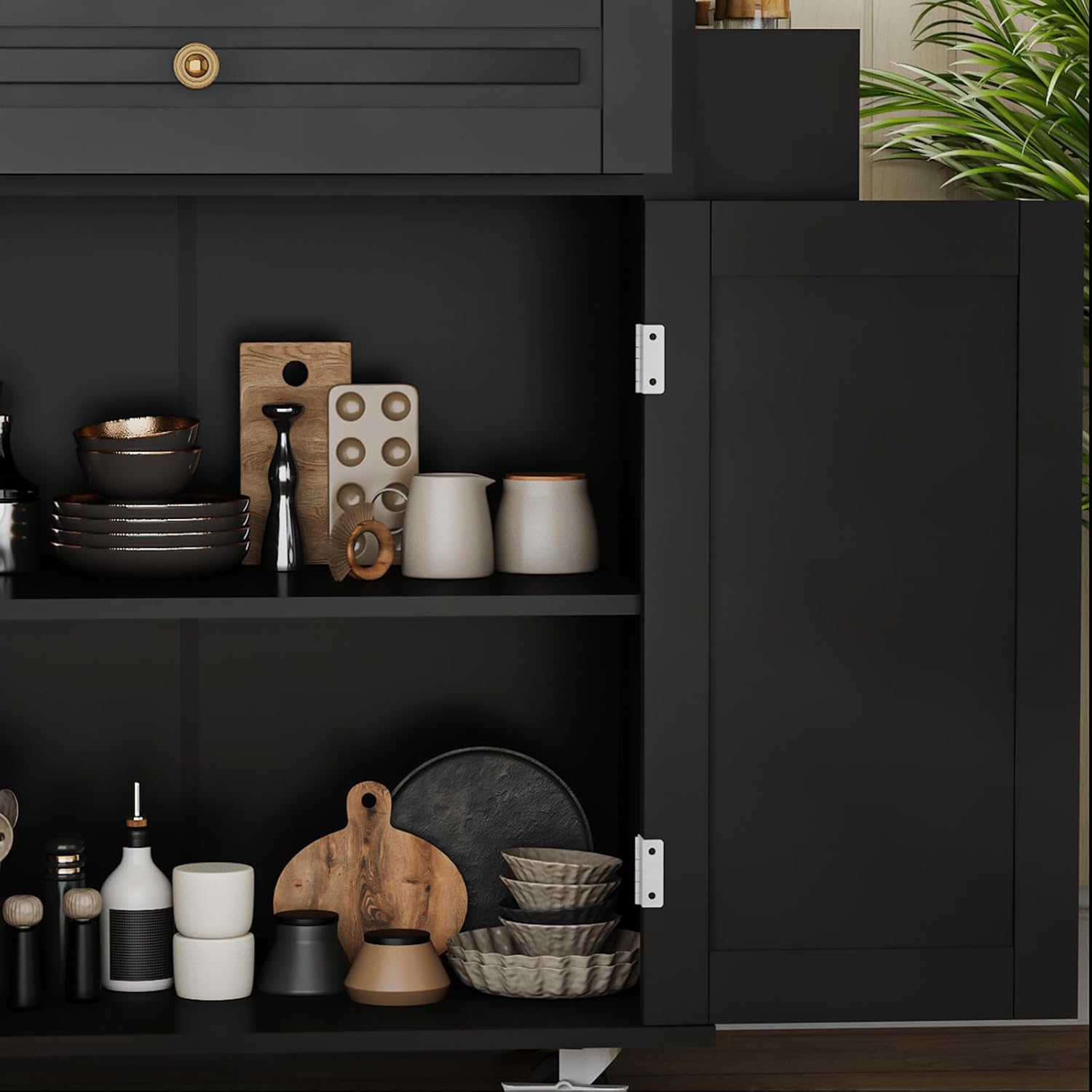 67 Kitchen Island Cart with Drop Leaf Breakfast Bar, Rolling Mobile Kitchen Island Table on Wheels with Storage Cabinet, Drawer, Spice/Towel Rack, Black