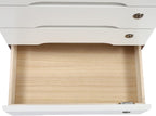 4-Tier Desktop Storage Box with Lockable Drawer, Wooden Desk Organizer for Office Supplies, Flat File Cabinet, Minimalist Design for Home & Office Use(Walnut+White)
