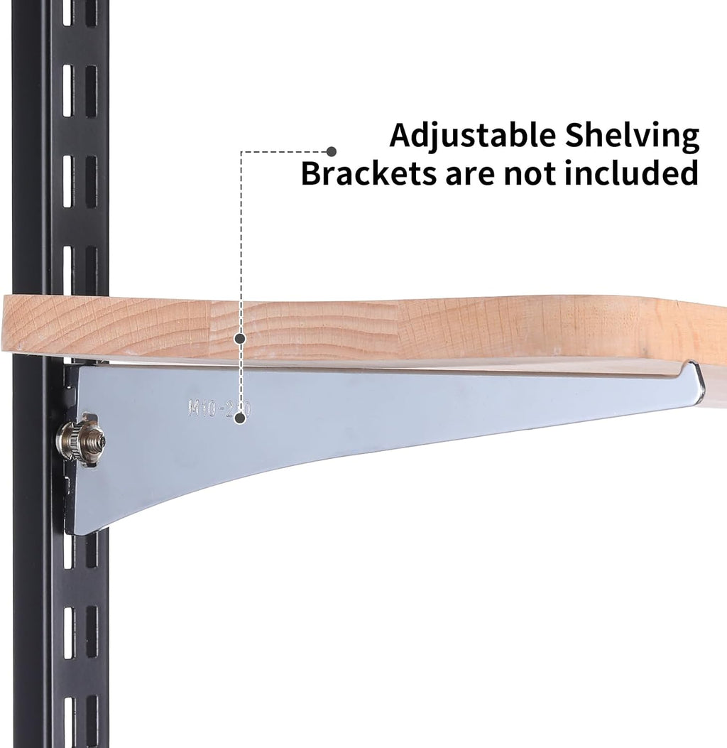 6 Pcs 47.5 Inches Shelf Rails Bracket Track Upright Closet System Hardware Adjustable Wall Standard Shelf Standards for Pantries, Linen Closets, Laundry Rooms, Utility Rooms (Black)
