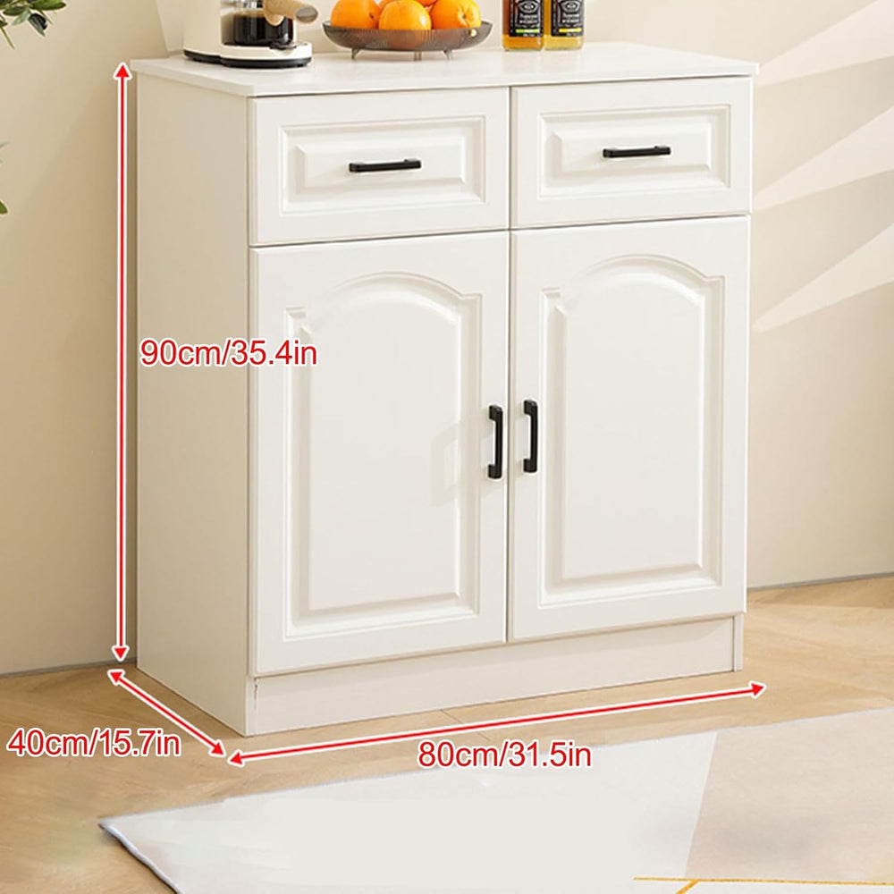 Pantry Storage Cabinet, Modern Hutch with Storage Drawers, Drawers and Adjust...