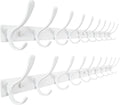 SKOLOO Coat Rack Wall Mounted - 10 Hooks, Pack of 2, Heavy Duty, Stainless Steel, Metal Wall Hangers, Sturdy Coat Hooks for Hanging Coats, Jacket, Clothes, Hat, White