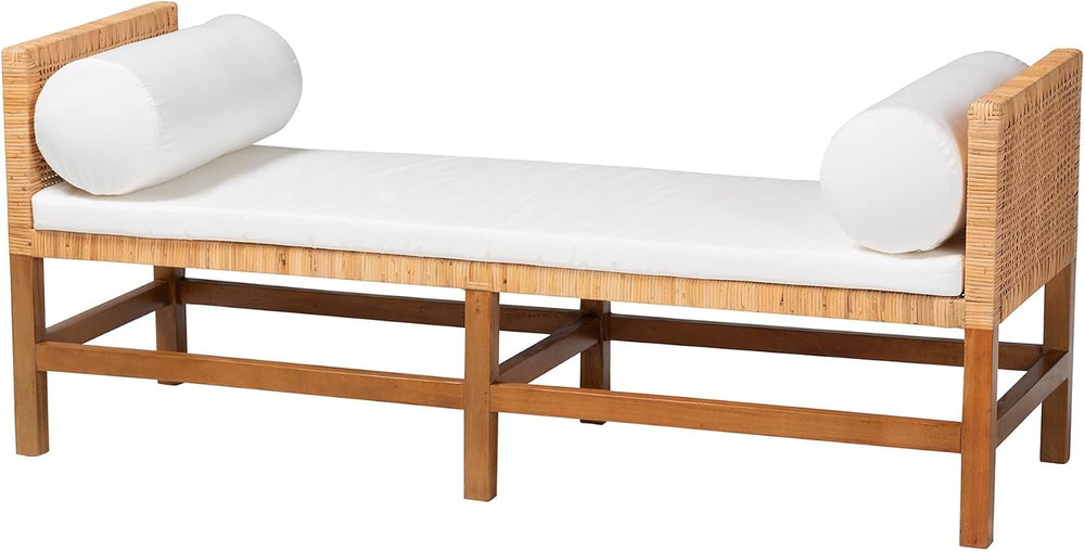 Bali & pari Vivan Natural Rattan Bench | Handwoven Wicker Accent Seating,...