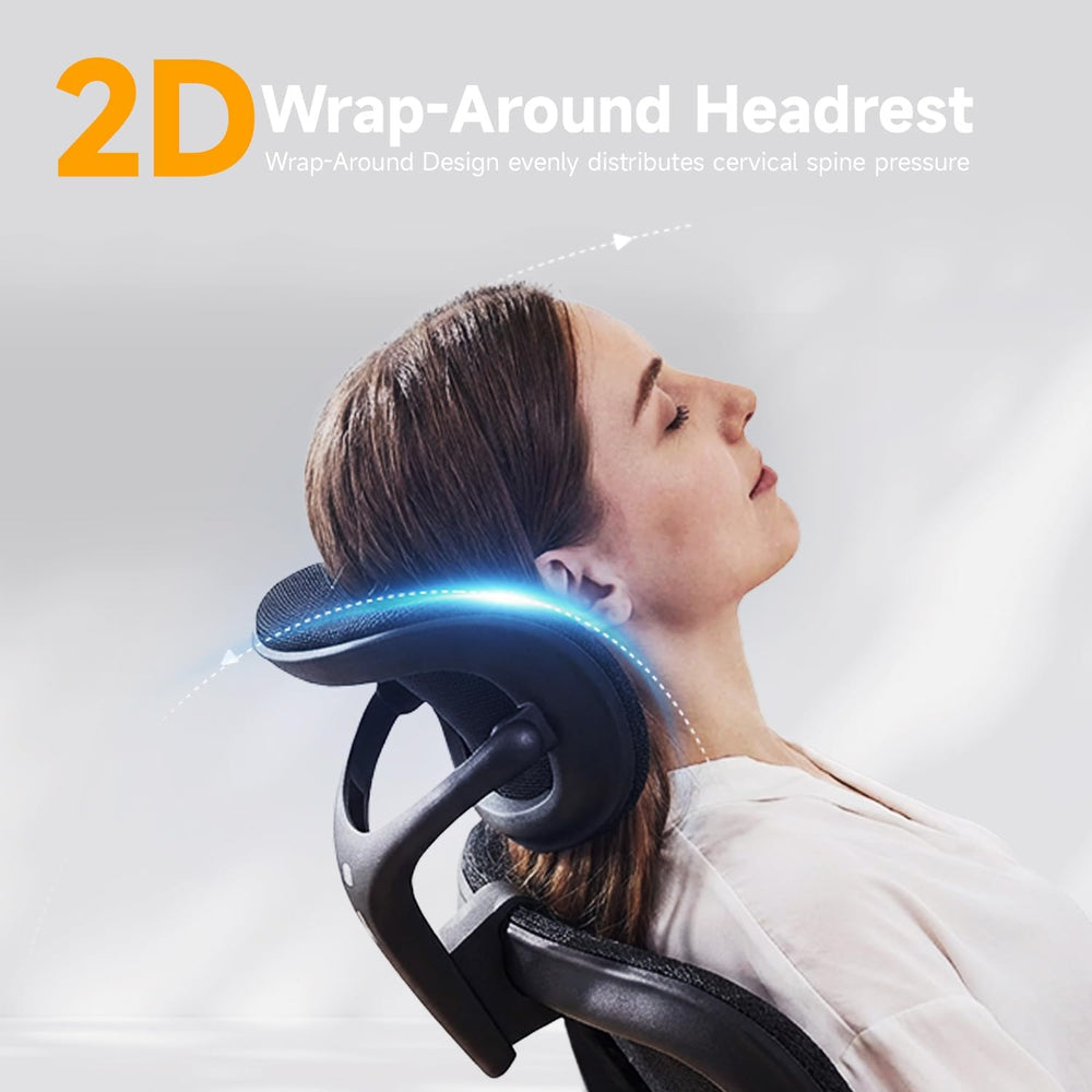 amseatec Mesh Office Chair with Headrest, Ergonomic Reclining Desk Chair | 5D...