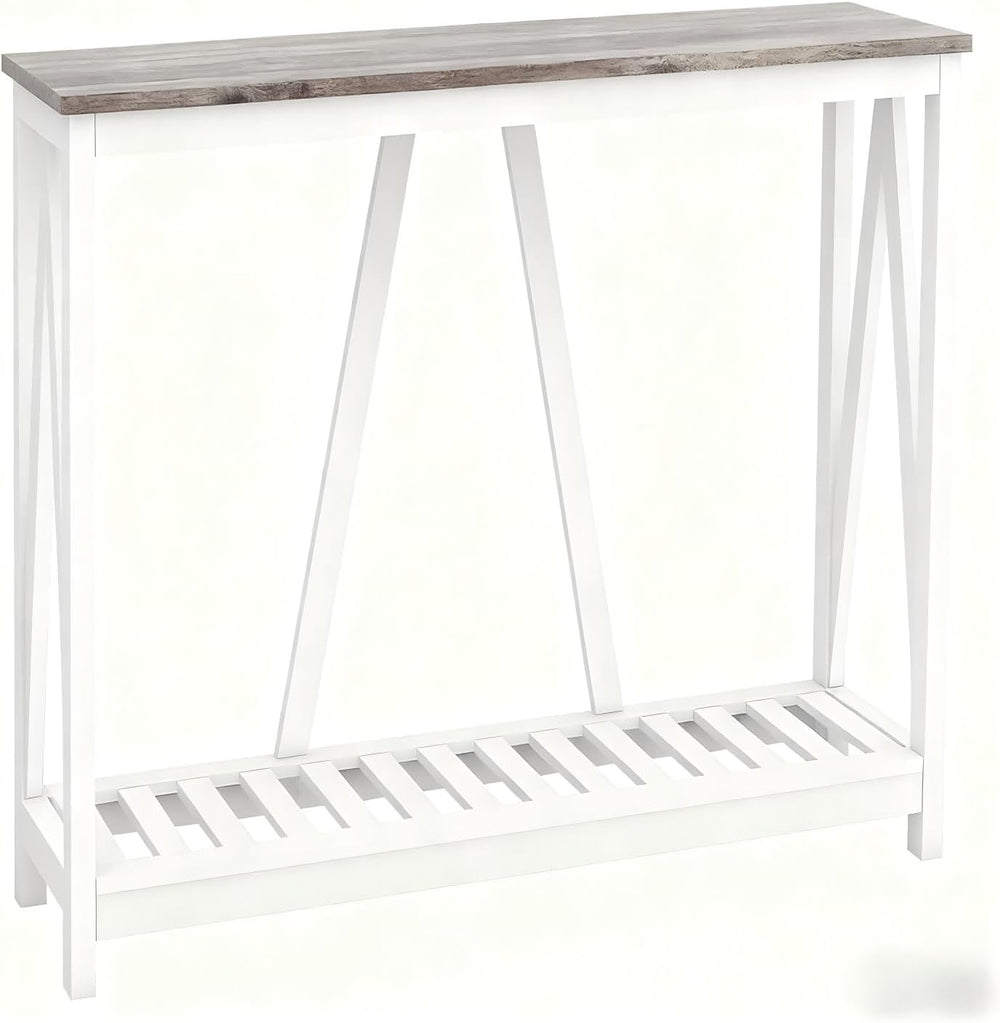 Entryway Table, 39" Farmhouse Console Table with Shelf Narrow Foyer Tabl...
