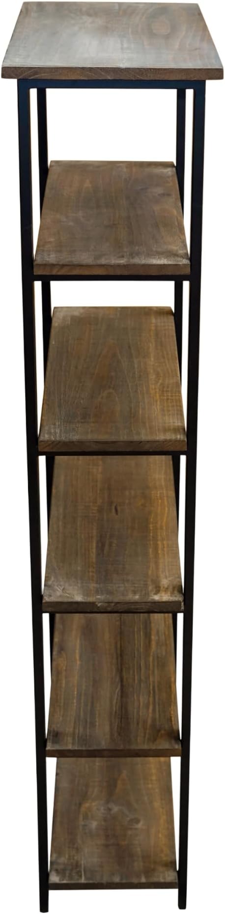Pomona 6-Tier Bookcase – 70" Tall Solid Wood with Metal Frame Bookshelf – Durable Industrial Storage for Home Office, Living Room, or Bedroom by Alaterre Furniture (Brown Lacquer Finish)