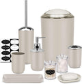 IMAVO Bathroom Accessories Set,Beige Bathroom Set,9 Pieces Bathroom Accessory Set,Tray,Qtip Holders,Toilet Brush,Trash Can for Bathroom Décor and Home Gifts