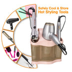 Polder Style Station, Hair Tool Organizer for Hair Dryer, Curling Iron, and Hair Straightener, Easy-to-Store Hair Styling Station, Blush and Bronze