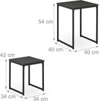 Relaxdays Side Table Set of 2, Black, 54 x 40 x 40 cm