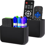 Magnetic Remote Control Holder Wall Mount, 2 Pack TV Remote Holder Wall Mount, Magnetic Pen Holders for Refrigerator, Whiteboard Marker, Locker Organizer, Office Organizer (Black)