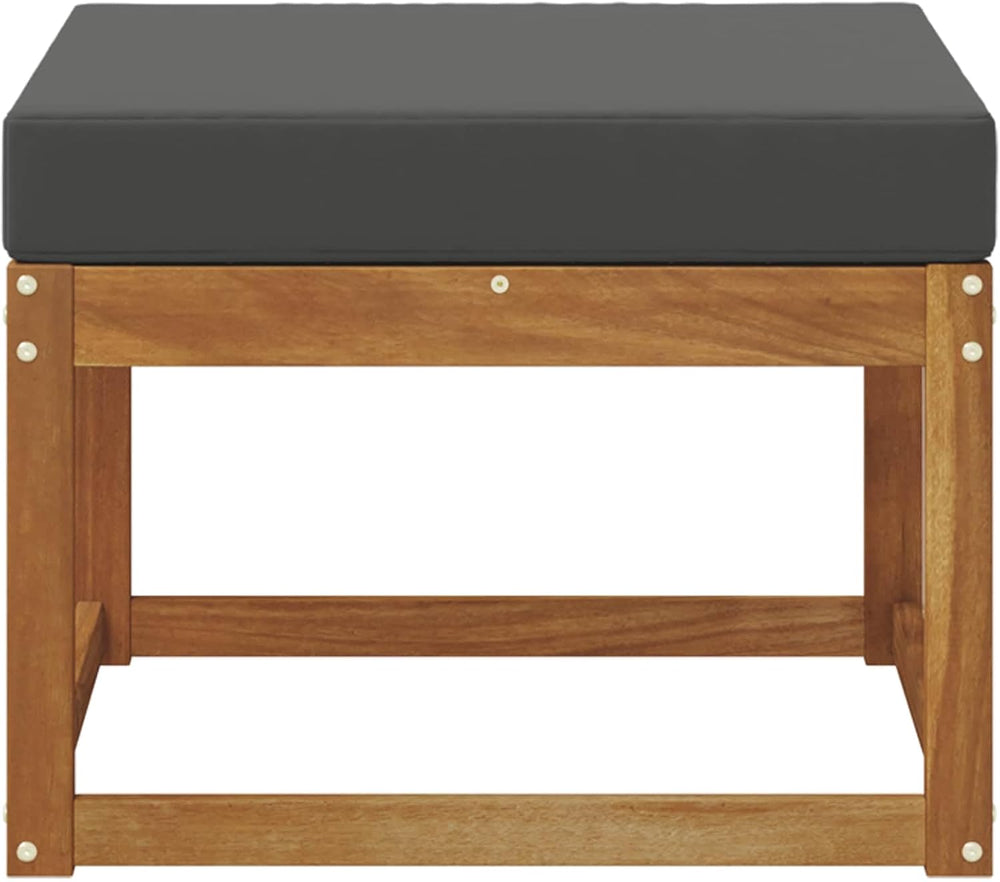 Solid Acacia Wood Outdoor Footstool with Modern Slatted Design, Versatile Mod...