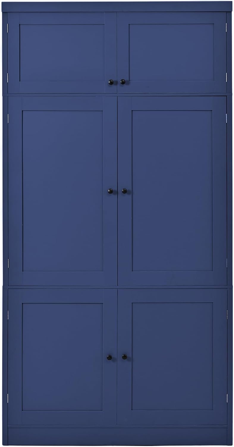 80.1'' Tall Freestanding Kitchen Pantry,Large Shake Style Storage Cab...