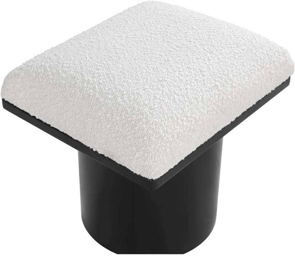 MAKLAINE Cream Boucle Fabric Bench/Stool, 15.5" W x 18" D x 17.5&qu...