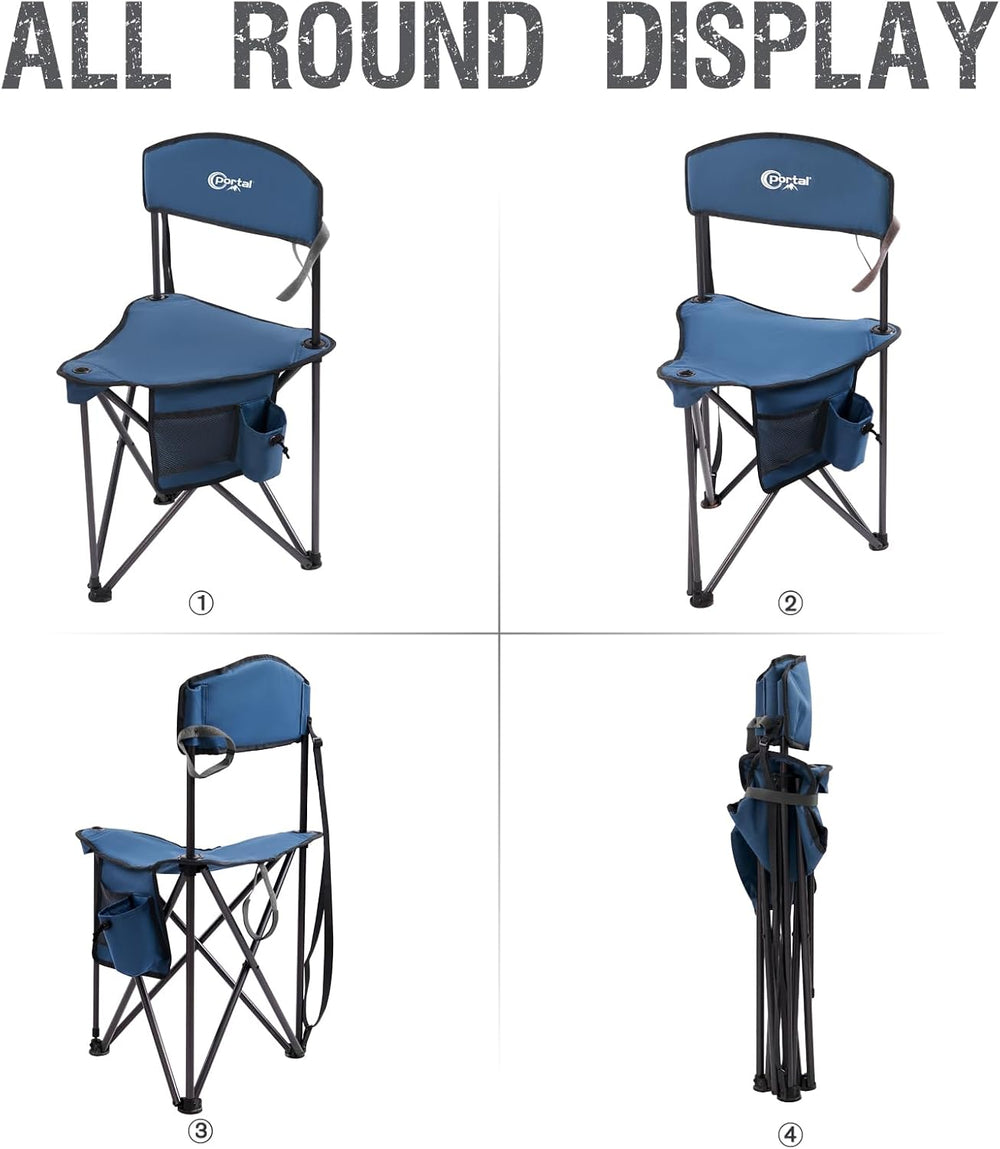 Portal Extra Large Quick Folding Tripod Stool with Backrest Fishing Camping C...