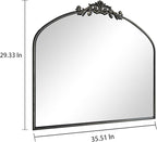 WAMIRRO Ornate Black Mirror,Vintage Arched Baroque Antique Mirorrs for Living Room Hallway Fireplace Bathroom Entryway 36"X30"