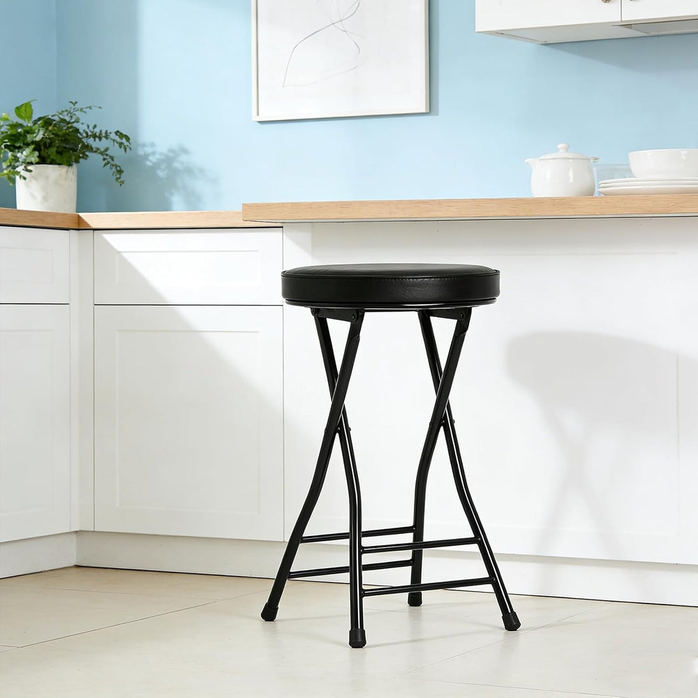 Folding Bar Stool,24 Inch Tall Foldable Stool Chair,Counter Height Cushioned ...
