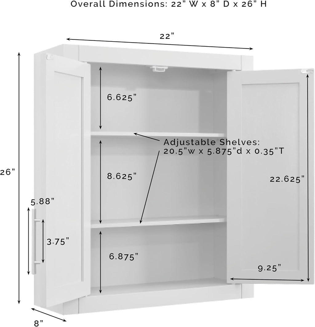 Crosley Furniture Savannah Wall Mounted Bathroom Storage Medicine Cabinet with Shelves, Natural