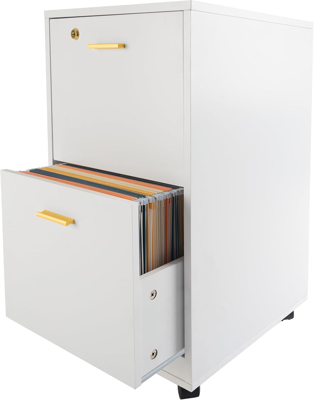 Lavish Home 2 Drawer File Cabinet - Filing Cabinet with Lock - Rolling File C...