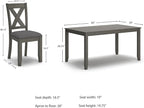 Signature Design by Ashley Caitbrook Rustic 7-Piece Dining Set – Rectangular Table with 6 X-Back Upholstered Chairs, Gray