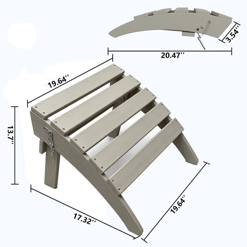 Folding Adirondack Ottoman Set of 2, HDPE All Weather Adirondack Chair Footre...