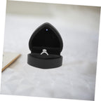 Heart Shaped Jewelry Box with LED Light Ring Case for Engagement Wedding Proposal Versatile Storage for Rings Earrings Necklaces Romantic Black Display Organizer