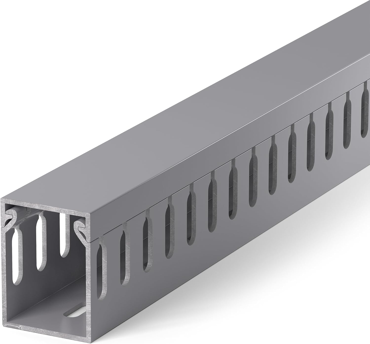 94.5in(6X L15.7in) Professional Server Rack Cable Management Raceway, H1.6in x W1.2in Cable Raceway Kit, Electrically Safe PVC Open Slot Wire Raceway for Under Desk/Computer/Network Cords, Grey