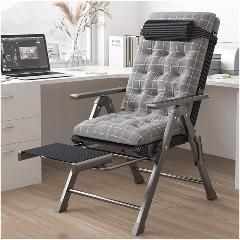 Gravity Patio Lounge Chair Folding Camping Reclining Patio with Pillow Adjustable Backrest for Indoor(A+Cushion B)