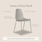 Poly & BARK Isla Modern Kitchen Chairs Set of 4 - Plastic Dining Chair with Metal Legs - Quick Assembly Simple Cafe Chairs Plastic for Indoor or Outdoor - Feather Grey