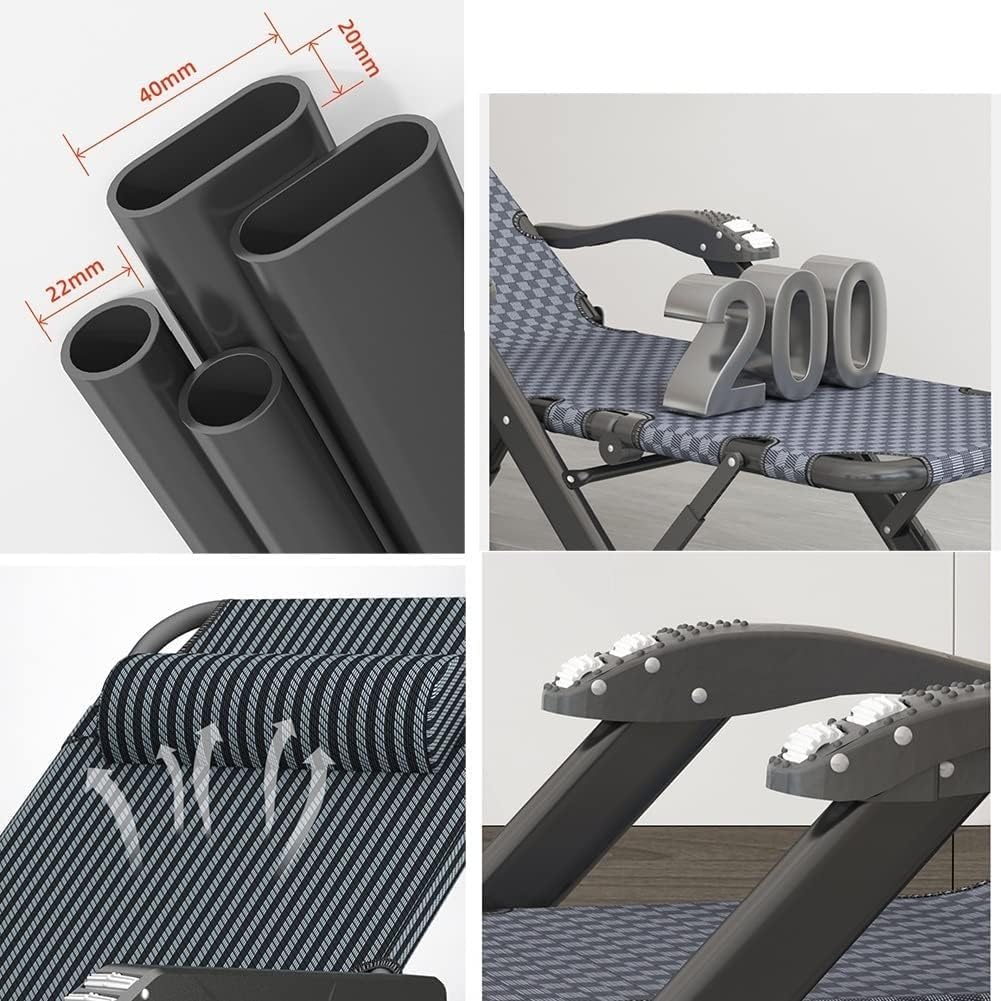 Gravity Chair Folding Portable Reclining Lawn Chair Patio Recliner Lounge ChaiseA Djustable with Headrest(A+Cushion B)