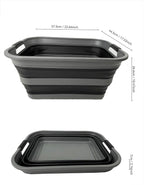 SAMMART 42L (11 Gallon) Collapsible Plastic Laundry Basket - Foldable Pop Up Storage Container/Organizer - Portable Washing Tub - Space Saving Hamper/Basket (1, Grey/Black)