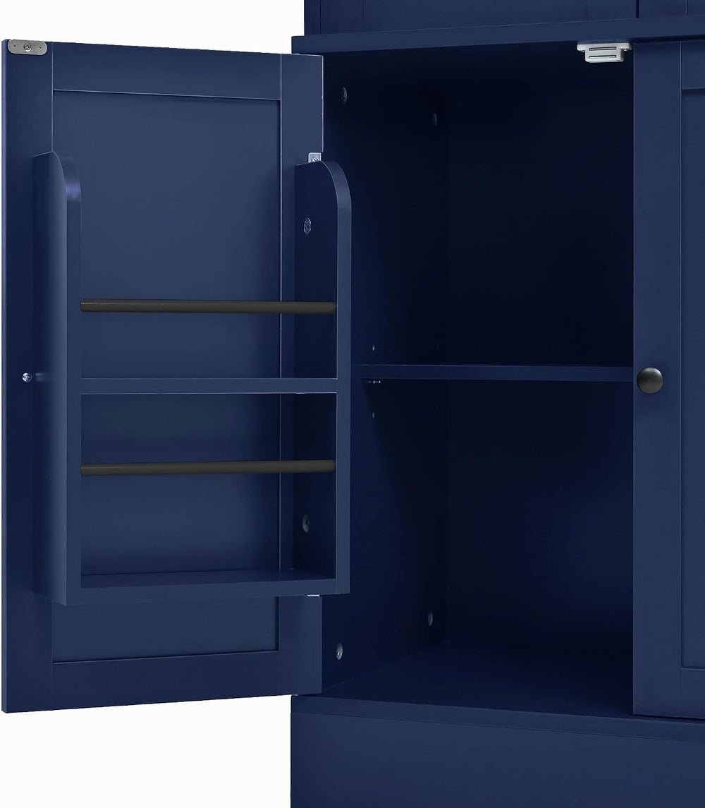 Modern Freestanding Buffet with Hutch, Tall Kitchen Pantry Cabinet with 4 Dra...