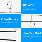 Pants Hangers 3 Pieces,5 Tier Closet Organizers and Storage Clothes Hanger,Hangers Space Saving with Swing Arm,Multiple Metal Hanger Clothes Organization for Pants Trousers Jeans Leggings Slacks